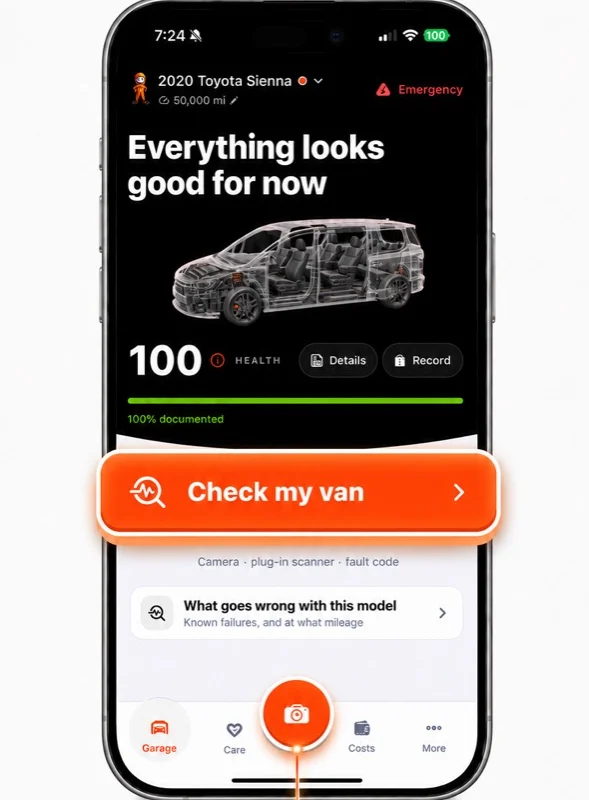 Opciones para revisar el vehículo en DRI COPILOT